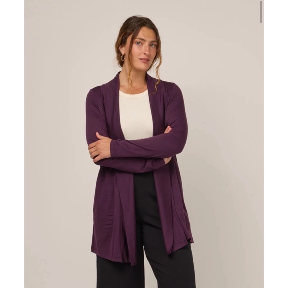 Retrology Sz 3XL Purple Stretch Open Cardigan Sweater Long Sleeves - Picture 1 of 7